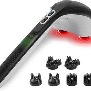 Snailax Cordless Handheld Massager with Heat & Dual Heads